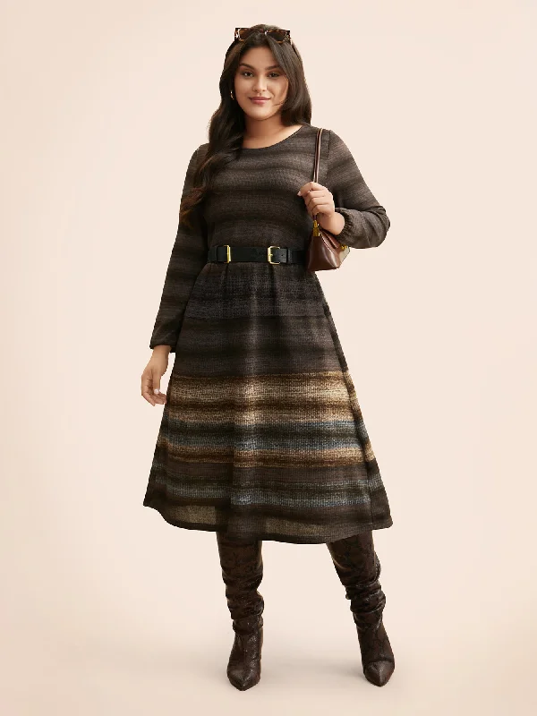 casual knit dressOmbre Contrast Lantern Sleeve Midi Dress