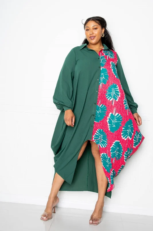 cocktail party dressPrint Drapy Shirt Maxi Dress