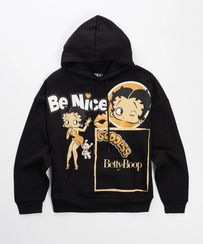 performance hooded sweatshirtWomen Betty Boop Golden Hoodie - Black