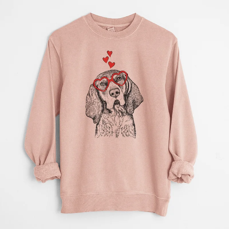 workout-ready hoodieValentine Huck the Bluetick Coonhound - Unisex Pigment Dyed Crew Sweatshirt