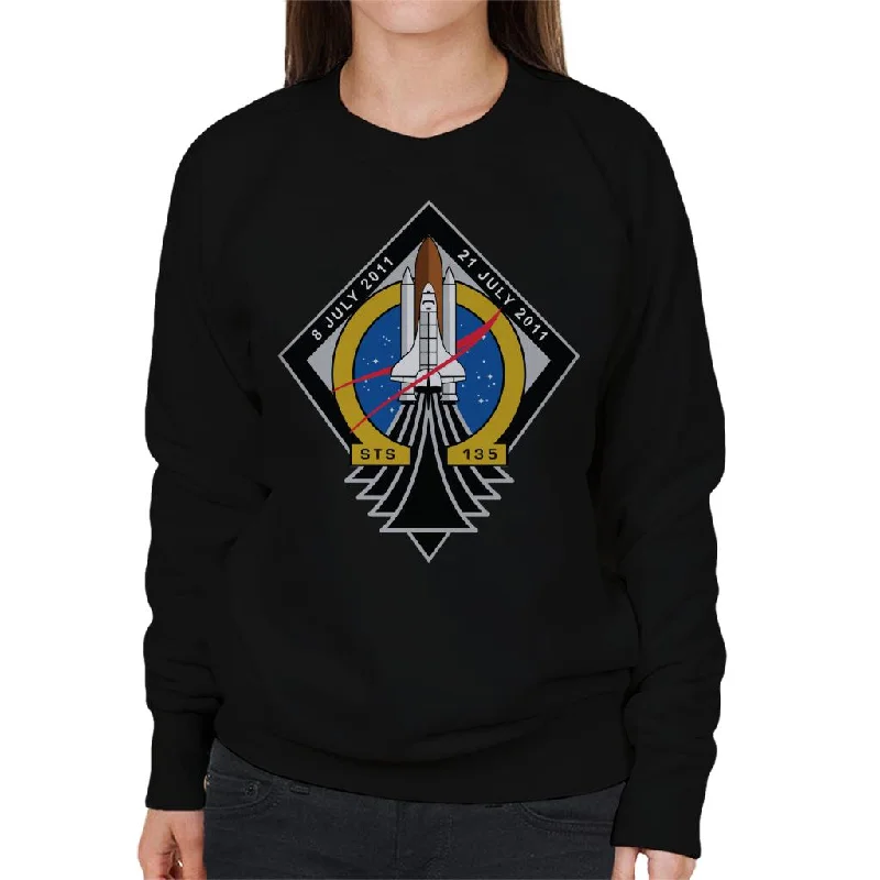 loose fit athletic hoodieNASA STS 135 Space Shuttle Atlantis Mission Patch Women's Sweatshirt