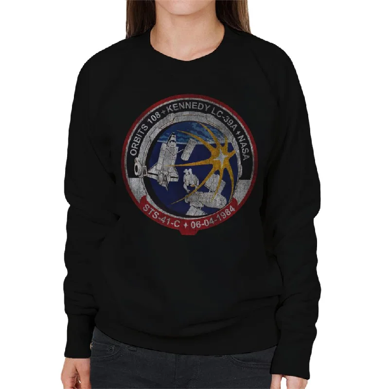 urban activewear hoodieNASA STS 41 C Challenger Mission Badge Distressed Women's Sweatshirt