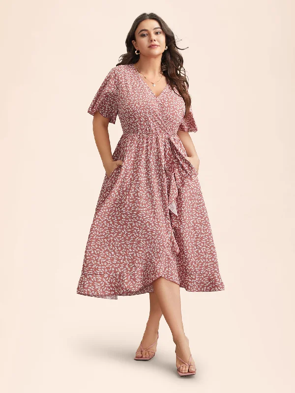 oversized dressDitsy Floral Print Stretchy-Waist Ruffle Midi Dress