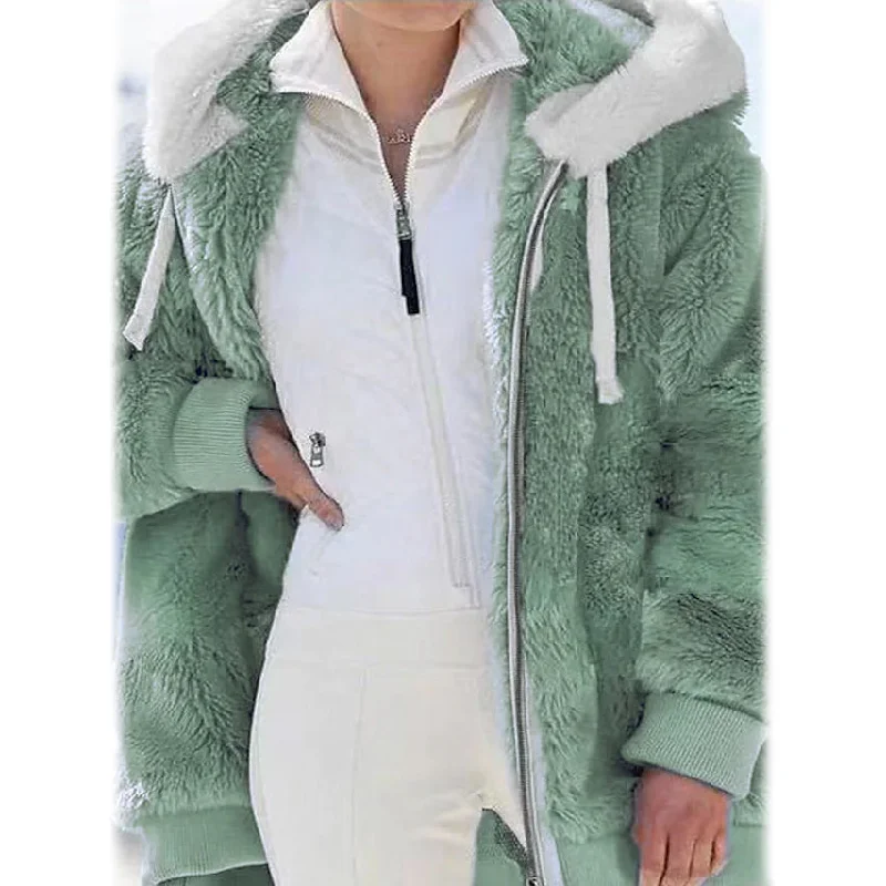 wool-blend coatWomen's Plus Size Hoodie Coat Long Sleeve