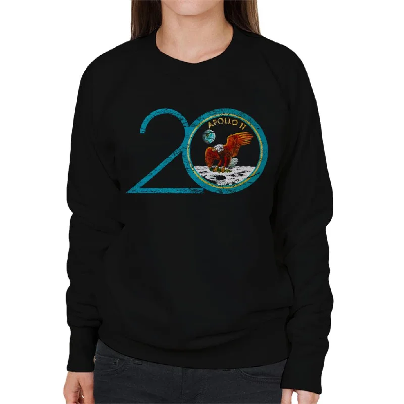 fitted workout hoodieNASA Apollo 11 20th Anniversary Badge Distressed Women's Sweatshirt