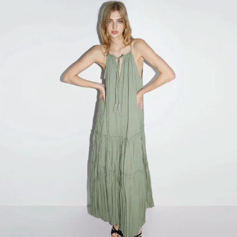 casual summer dressJuliaFashion - 2024 Sexy Loose Strap Maxi Boho Dress