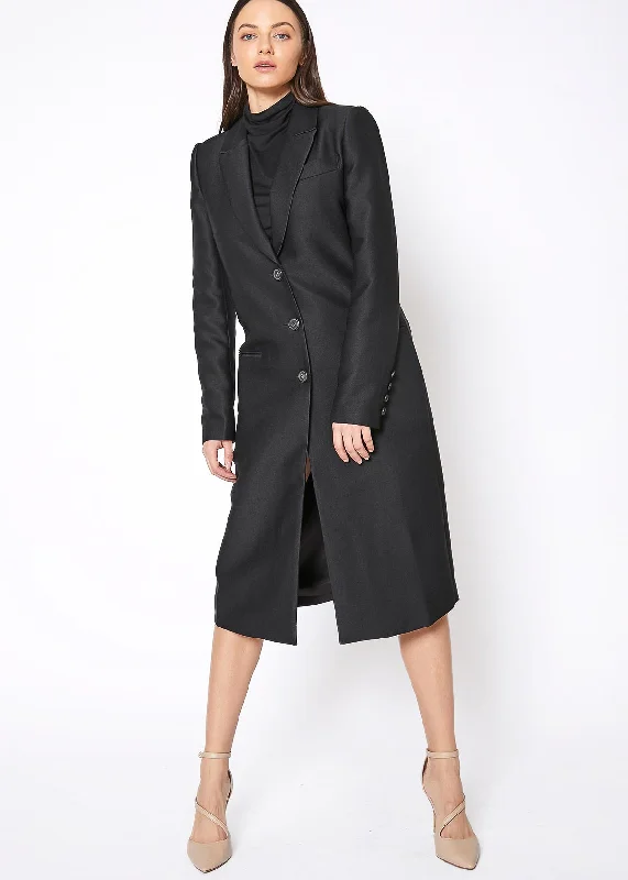 faux fur coatWomen's Button Down Longline Blazer In Black