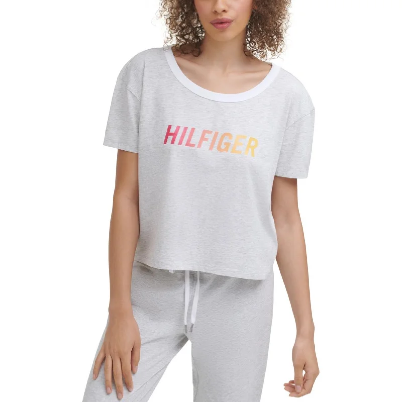 eco-friendly fitness hoodieTommy Hilfiger Sport Womens Cutout Logo Pullover Top