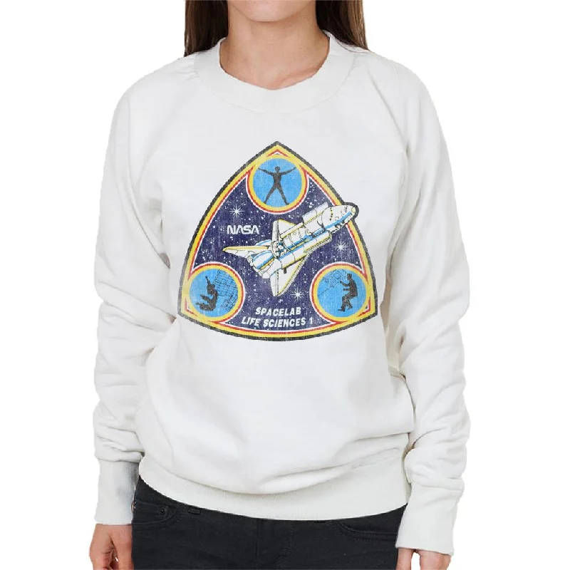 luxe gym hoodieNASA Spacelab Life Sciences 1 Mission Badge Distressed Women's Sweatshirt