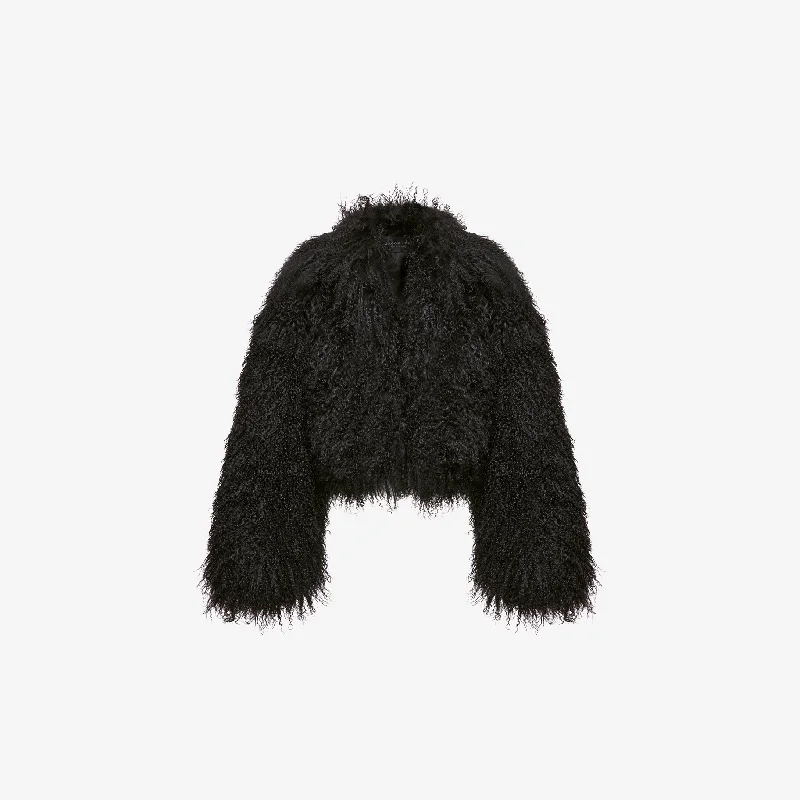 graphic coatSHORT COAT IN BLACK TIBET FUR