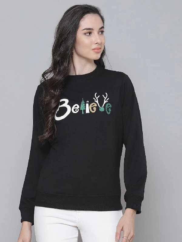 soft athletic sweatshirtBlack Terry BELIEVE Sweatshirt