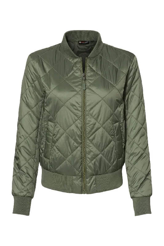 contemporary trench coatWeatherproof Womens HeatLast Quilted Packable Wind & Water Resistant Full Zip Bomber Jacket - Olive Grey - Closeout