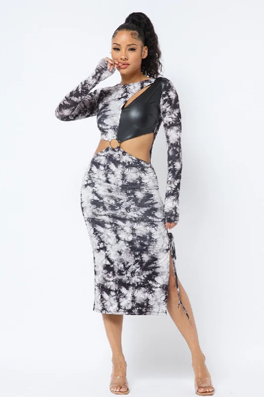 party dressTie Dye Long Sleeve Midi Dress