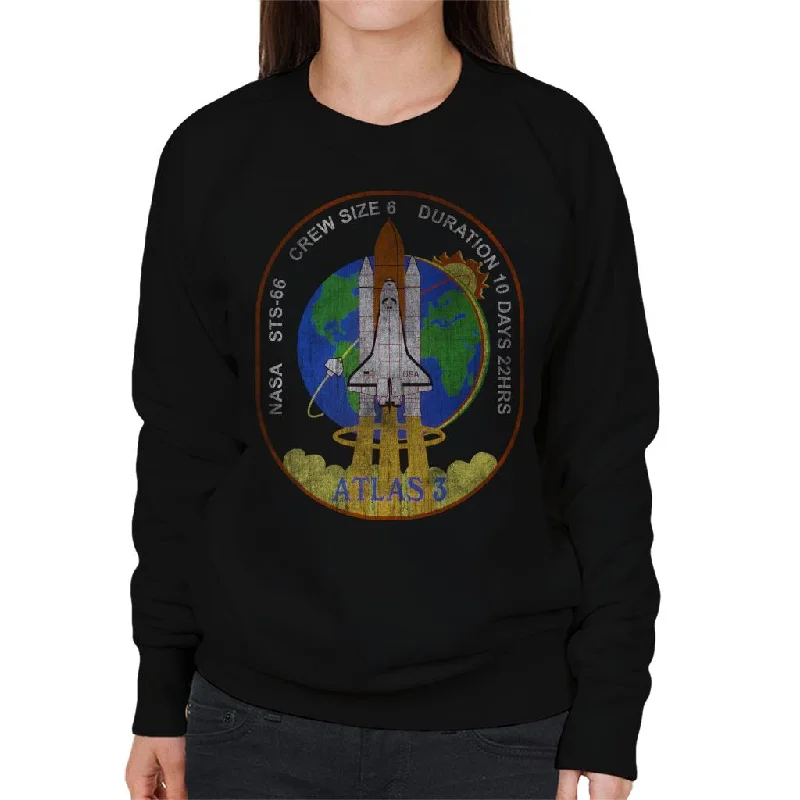 premium athletic sweatshirtNASA STS 66 Atlantis Mission Badge Distressed Women's Sweatshirt