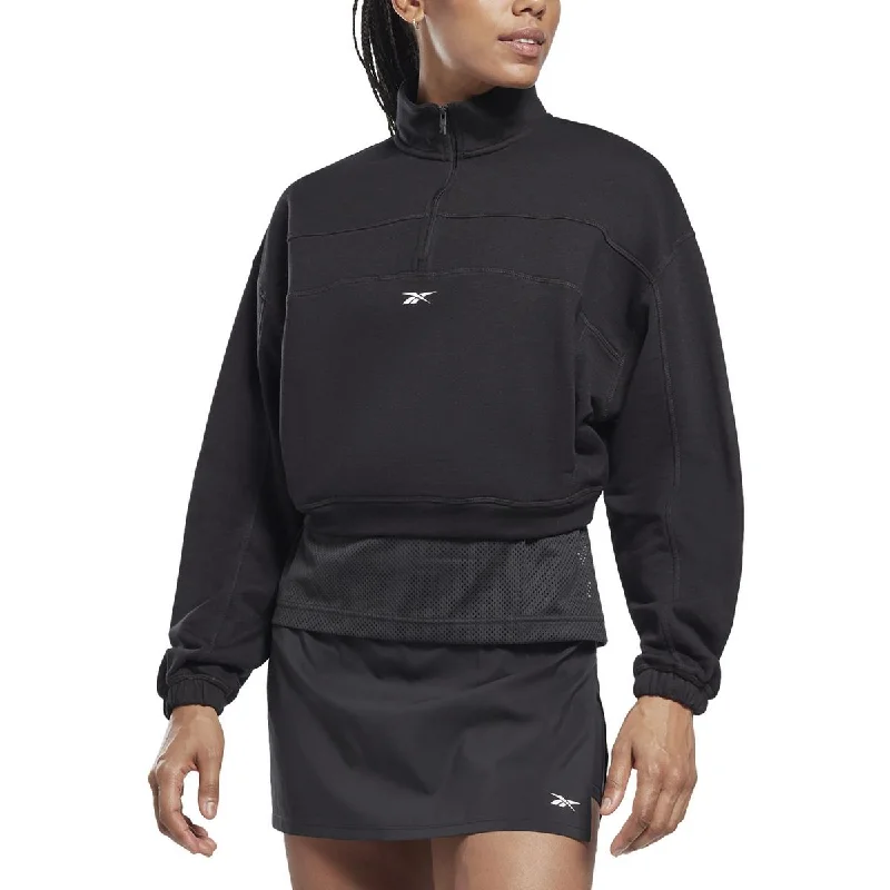 fashion sportswear hoodieReebok Womens 3/4 Zip Long Sleeve Crop Top