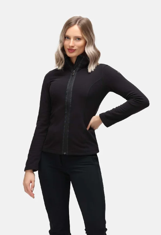 modern athletic hoodiePoivre Blanc Micro Fleece Jacket in Black