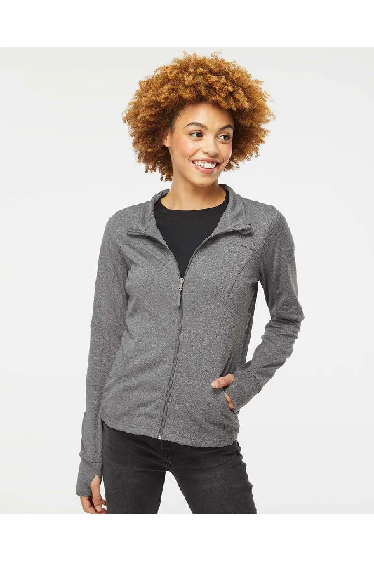 raincoatIndependent Trading Co. Womens Poly Tech Full Zip Track Jacket - Heather Gunmetal Grey