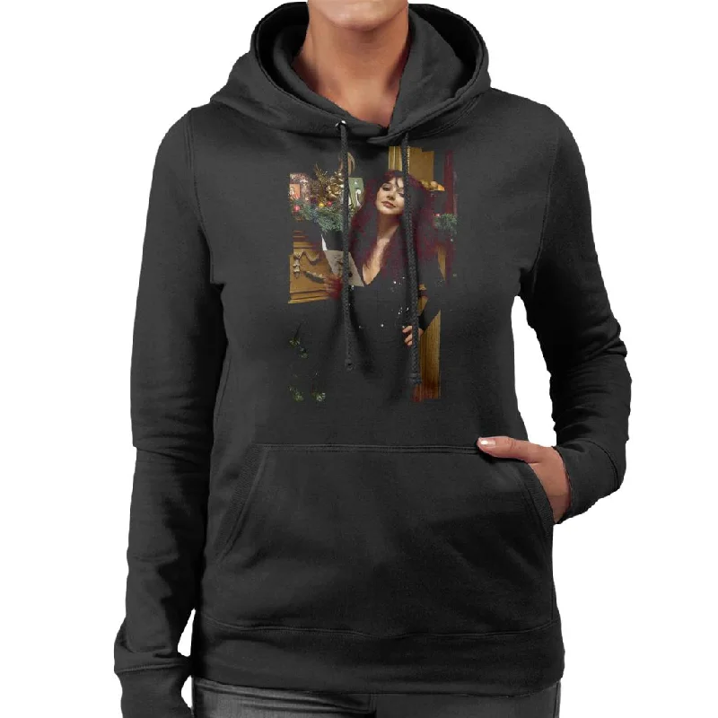 zip-up hoodie for gymTV Times Kate Bush Holding A Christmas Card Women's Hooded Sweatshirt