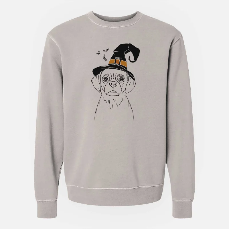 workout-ready hoodieWitch Popcorn the Puggle - Unisex Pigment Dyed Crew Sweatshirt