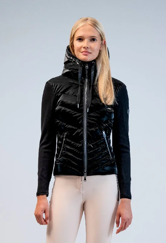 workout style hoodieKelly by Sissy Zeta Down Knit Jacket in Black