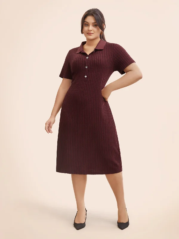 cocktail party dressShirt Collar Textured Button Up Dress