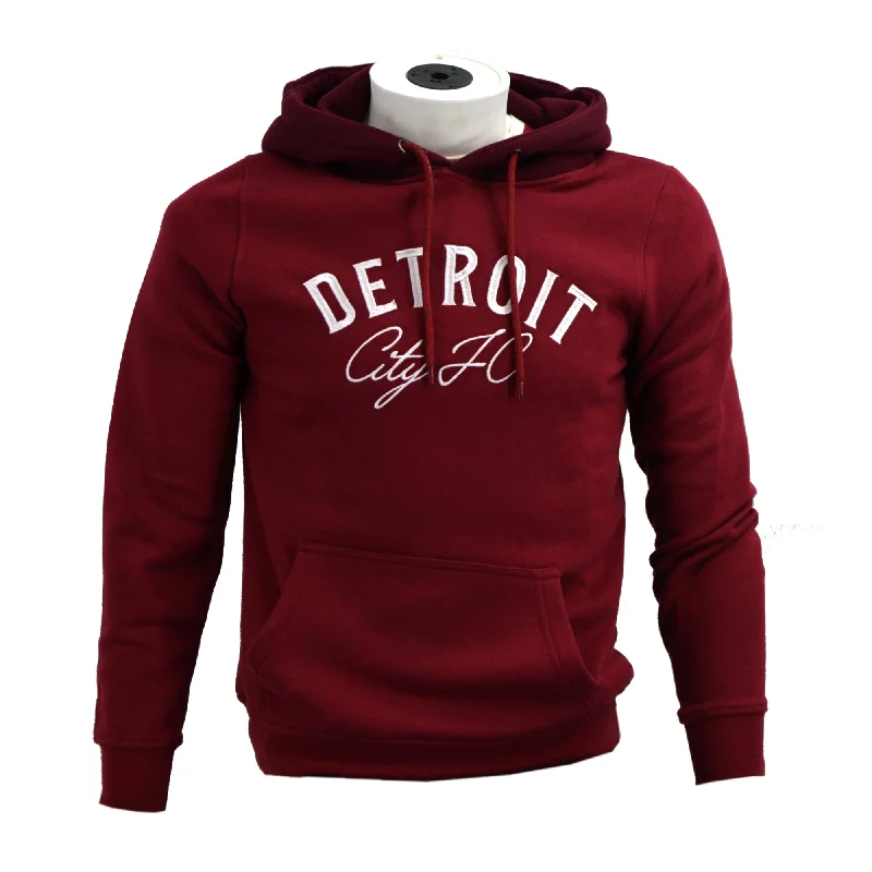 minimalist jacketDCFC Arched Script Women's Hoodie- Maroon