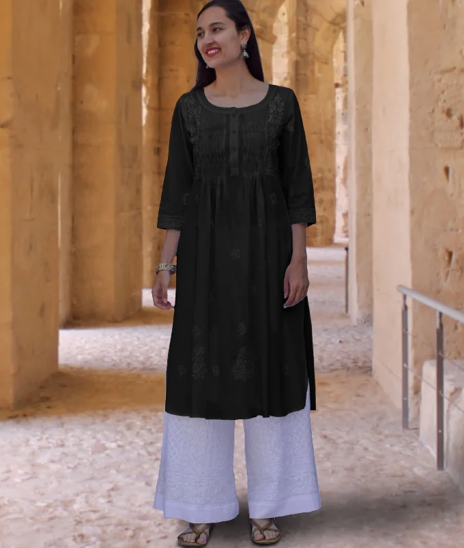 puff sleeve dressSARA Pure Cotton Hand Embroidered Long Tunic Dress Kurta: Made to Order/Customizable