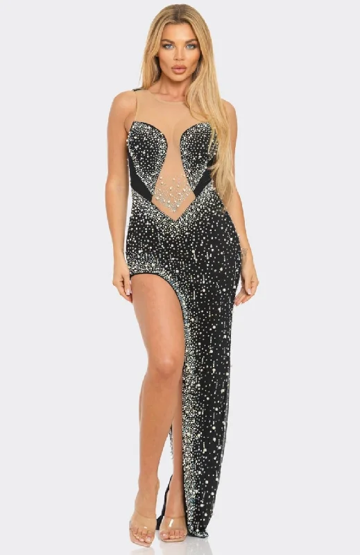 backless dressJasmine Rhinestone/pearl Stud Cutout Maxi Dress