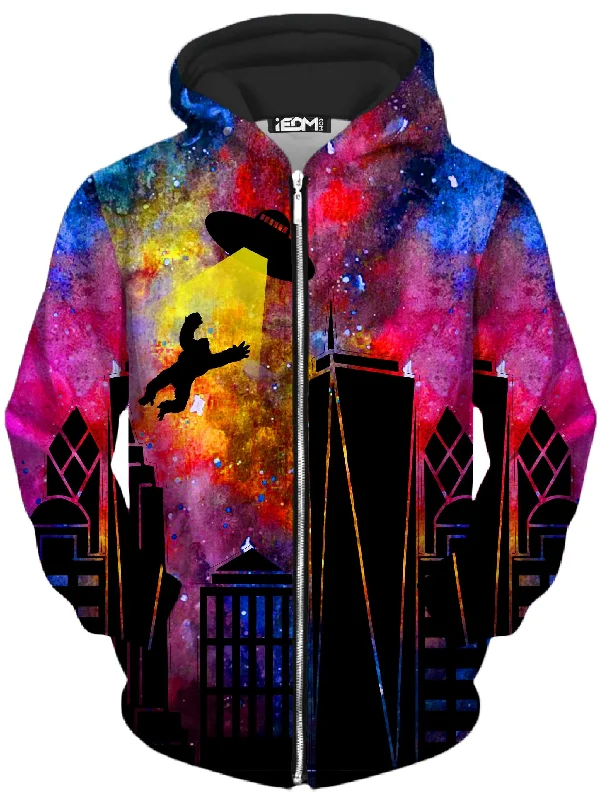 stylish pullover hoodieKing Kong Abduction Unisex Zip-Up Hoodie