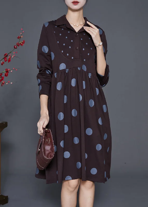 relaxed fit dressArt Chocolate Peter Pan Collar Print Cotton Maxi Dresses Spring