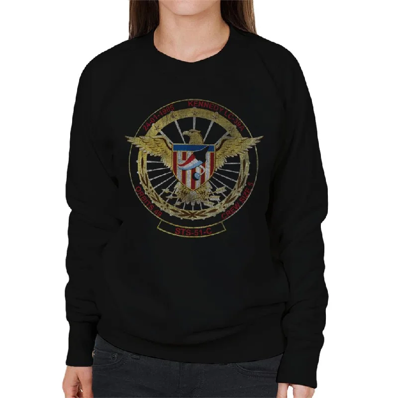 smooth fit athletic sweatshirtNASA STS 51 C Discovery Mission Badge Distressed Women's Sweatshirt