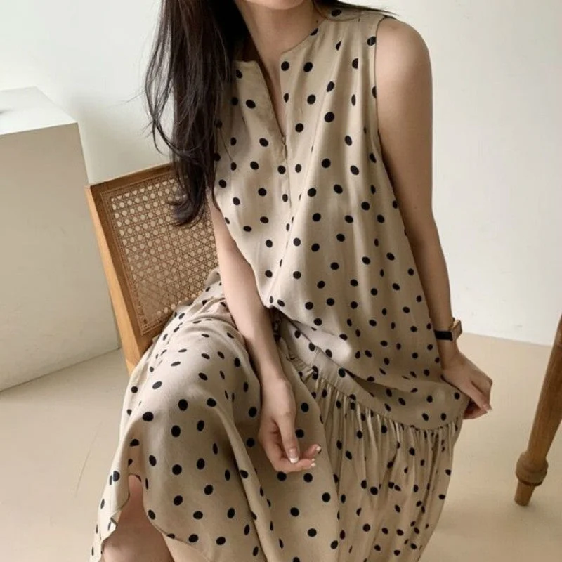 trendy wrap dressJulia Fashion - Polka Dot Casual Sleeveless Summer Dress