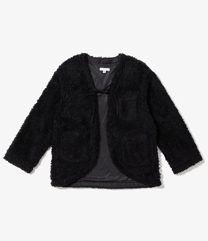 cozy coatEngineered Garments Black Shearling Cutaway Jacket