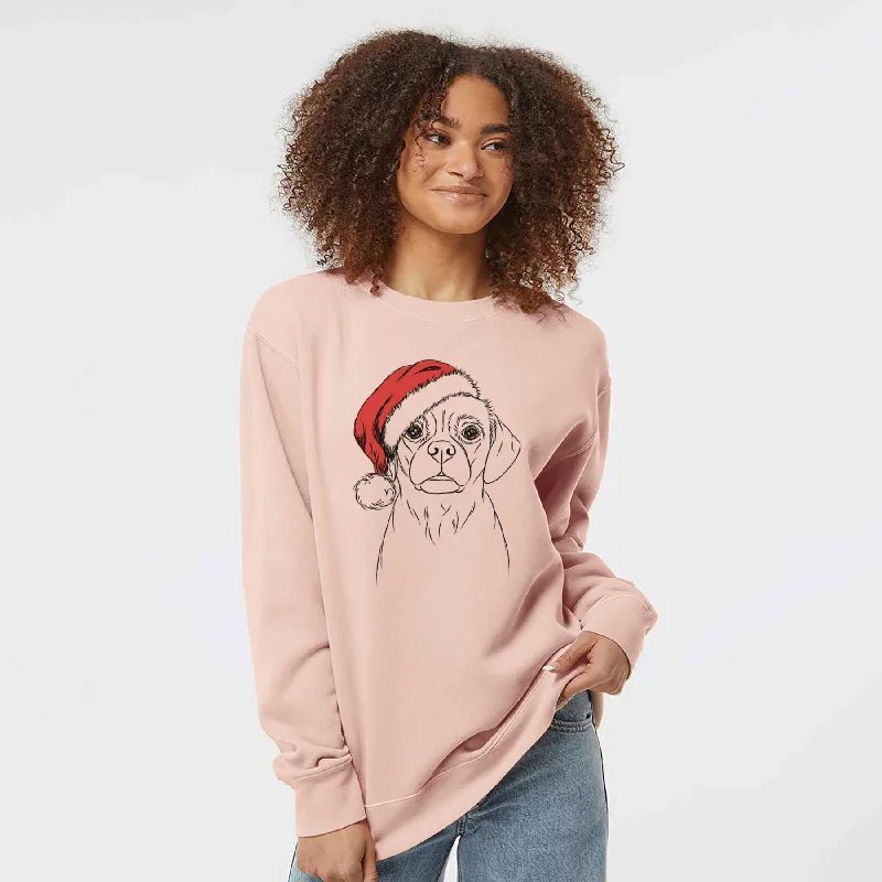 classic gym sweatshirtSanta Popcorn the Puggle - Unisex Pigment Dyed Crew Sweatshirt