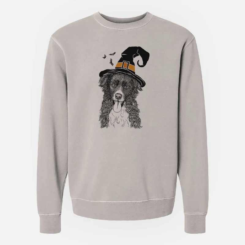 warm workout hoodieWitch Indi the Border Collie - Unisex Pigment Dyed Crew Sweatshirt