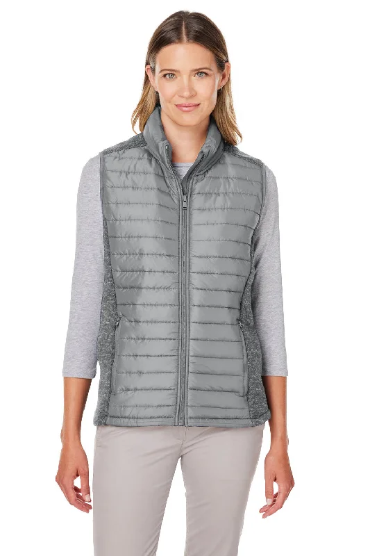 elegant coatNautica Womens Harbor Water Resistant Full Zip Puffer Vest - Graphite Grey/Heather Graphite Grey