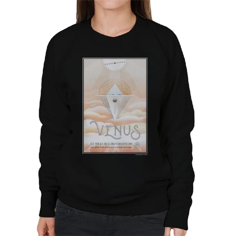 zip-up gym hoodieNASA Venus Cloud 9 Interplanetary Travel Poster Women's Sweatshirt