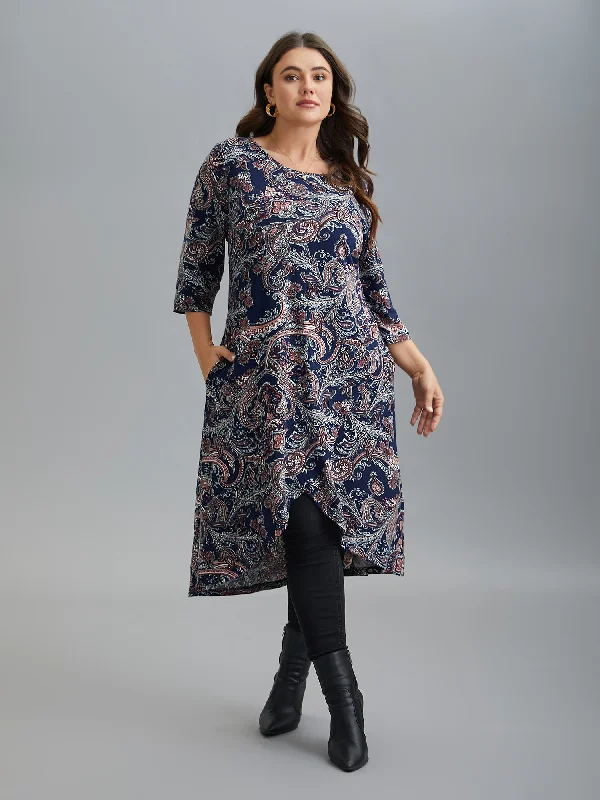 office dressWrap Hem Bandana Floral Dress