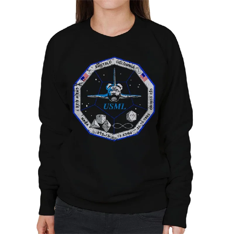 sleek sports hoodieNASA STS 73 Columbia Mission Badge Distressed Women's Sweatshirt