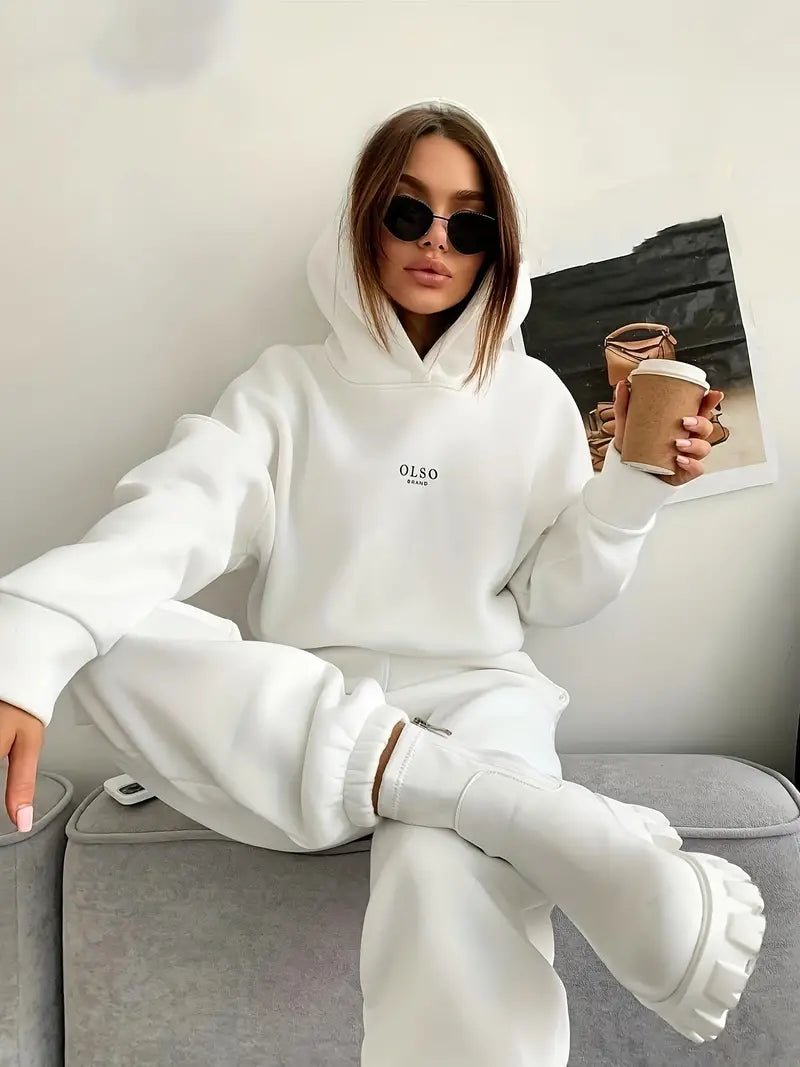 high-quality athletic sweatshirtFleece Hooded  Women Sweatshirt Sets