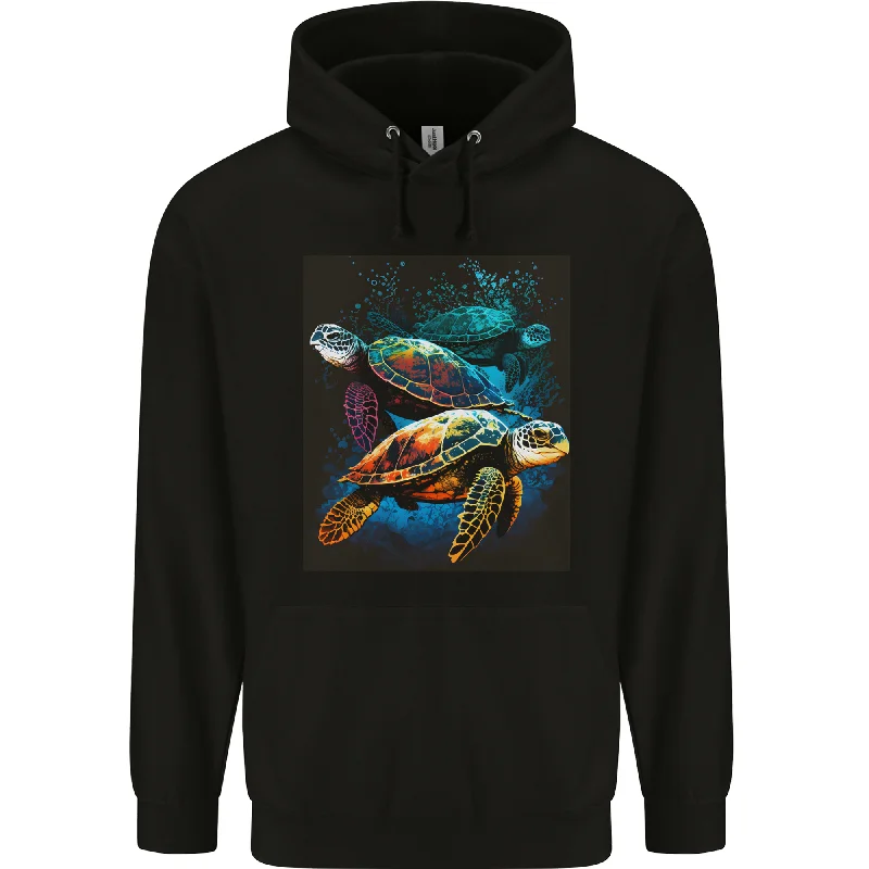 cool street hoodieA Colourful Bale of Turtles Mens 80% Cotton Hoodie