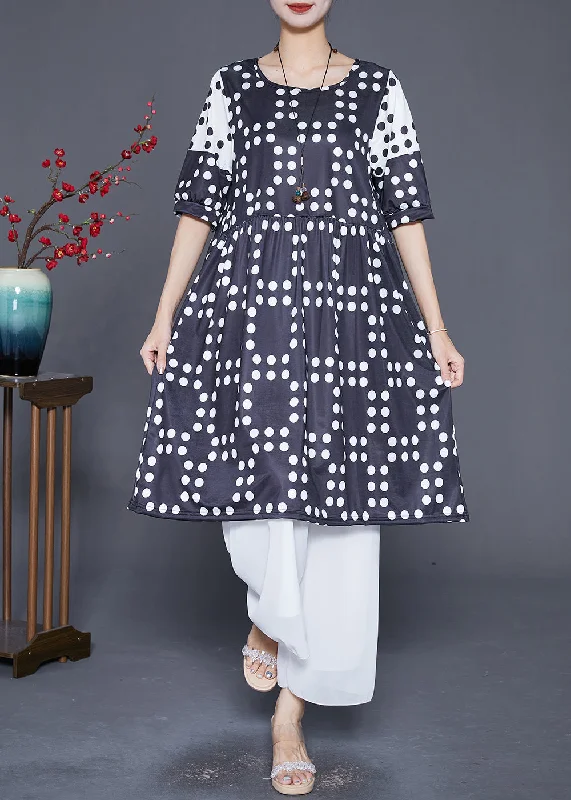 party dressPlus Size Black Oversized Patchwork Dot Chiffon Dresses Summer