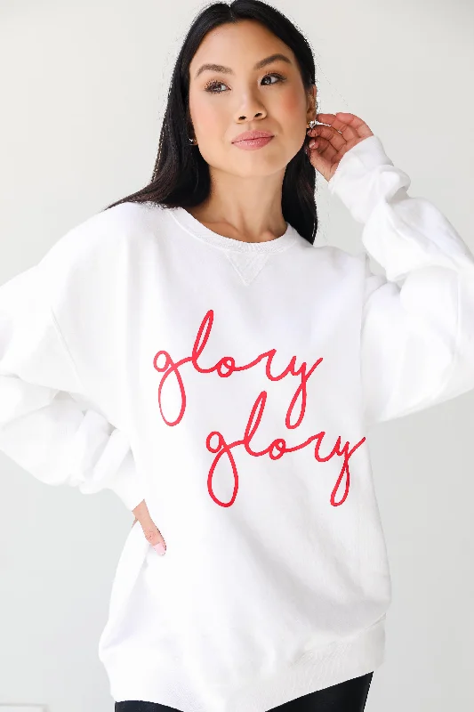 pullover workout hoodieWhite Glory Glory Script Sweatshirt