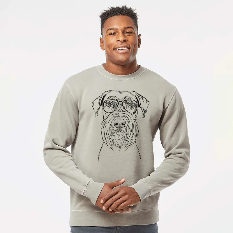 oversized sports sweatshirtAviator Milton the Schnauzer - Unisex Pigment Dyed Crew Sweatshirt