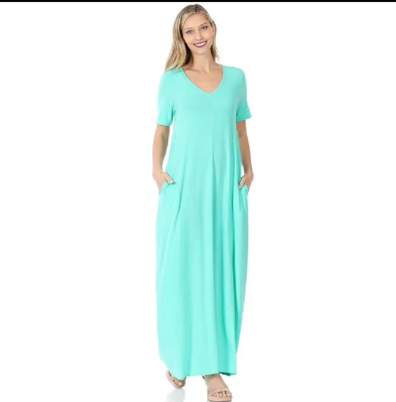 sleeveless dressMint short sleeve maxi dress with pockets