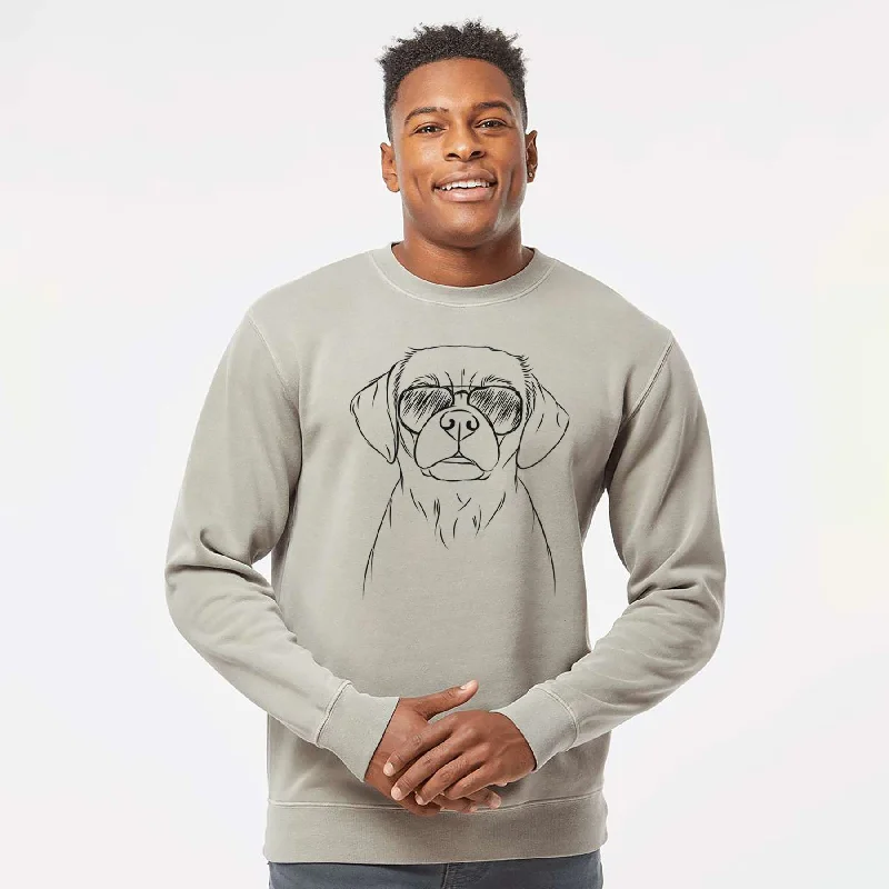 cozy gym sweatshirtAviator Popcorn the Puggle - Unisex Pigment Dyed Crew Sweatshirt