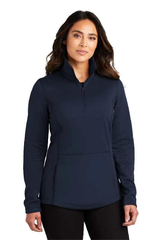 urban street coatPort Authority Womens Smooth Fleece 1/4 Zip Hooded Jacket - River Navy Blue