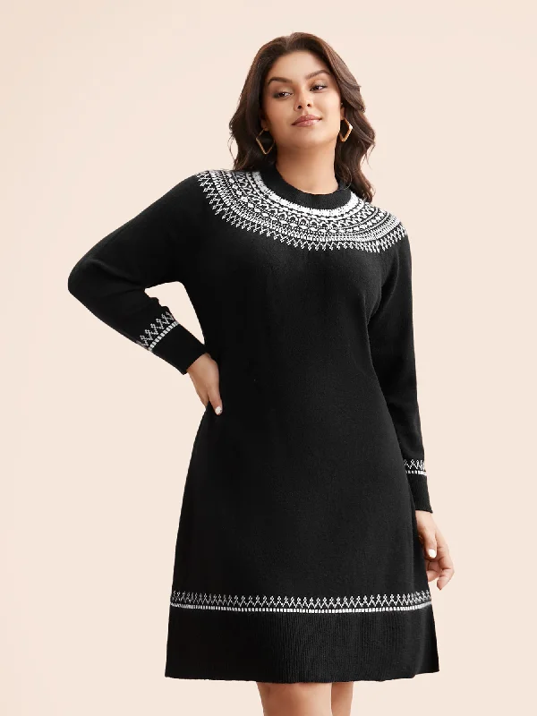 floral midi dressSupersoft Essentials Geo-embroidery Fair Isle Fitted Sweater Dress