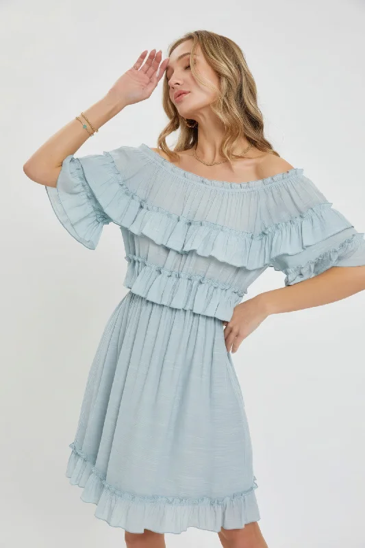 floral wrap dressOff Shoulder Ruffle Dress