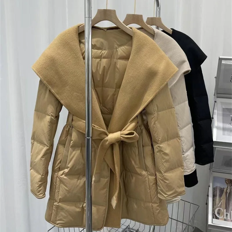 warm trench coatCashmere Duck Down Hooded Puffer Coats